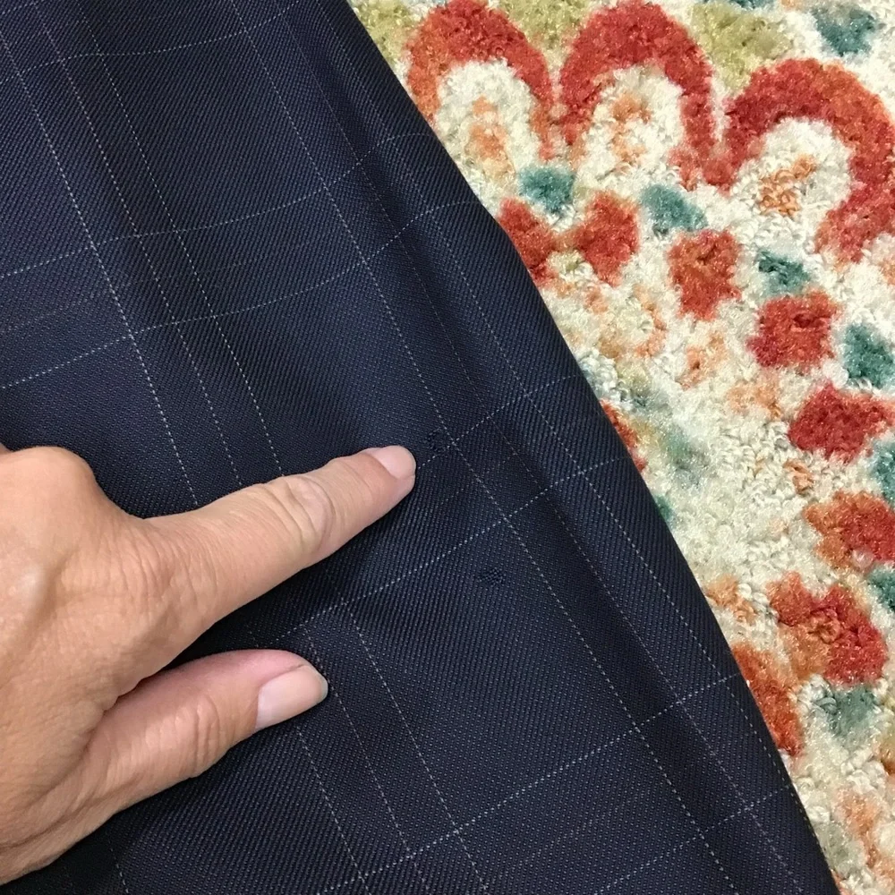 Tommy  Hilfiger Men's 46R Blazer Sport Coat Blue Check Silk & Wool vtg -holes